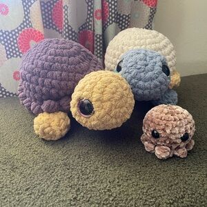 Plush Turtle Set and Octopus Key Chain